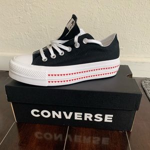 Platform converse black and white womens